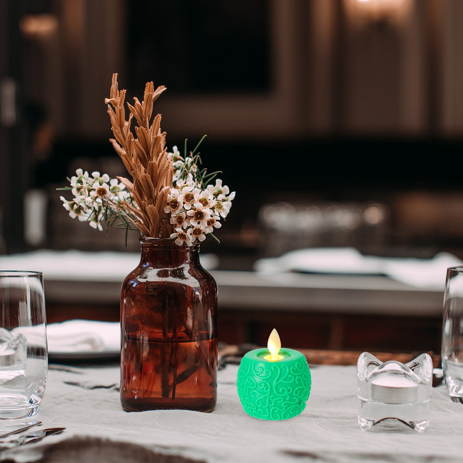 2 pçs led lâmpada eletrônica material abs velas sem chama aparência realista decorações de mesa festa natal casa