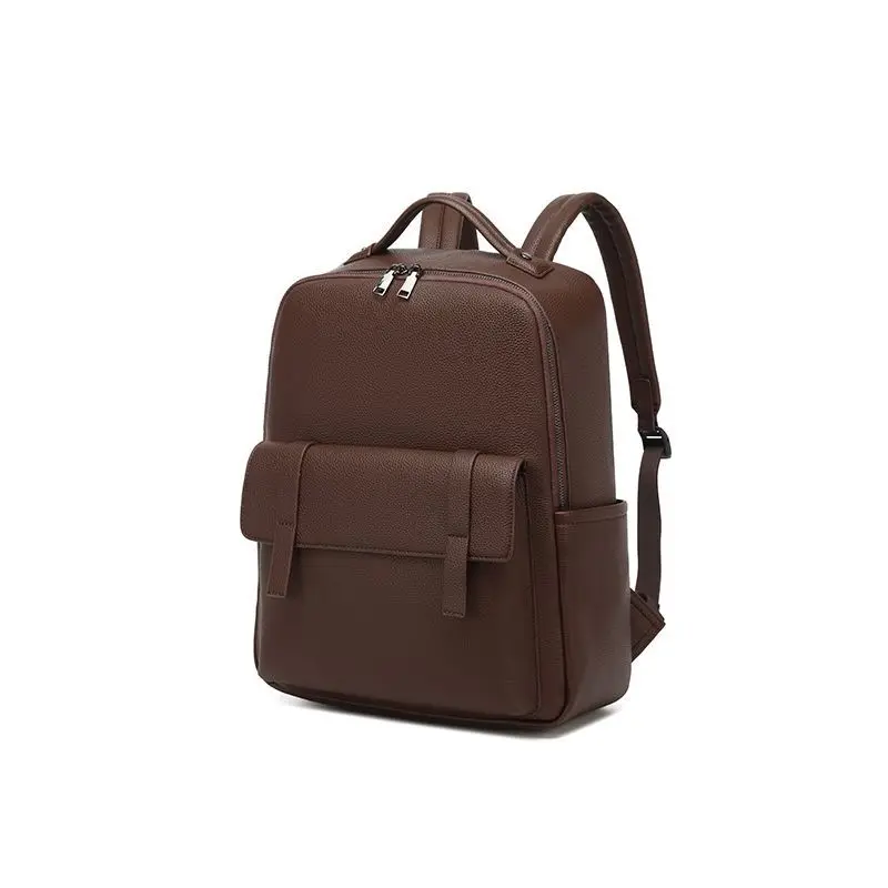 2025 nueva moda marca de lujo de cuero genuino de vaca mochilas para mujer señoras chica estudiante 14 pulgadas mochila de diseño Casual