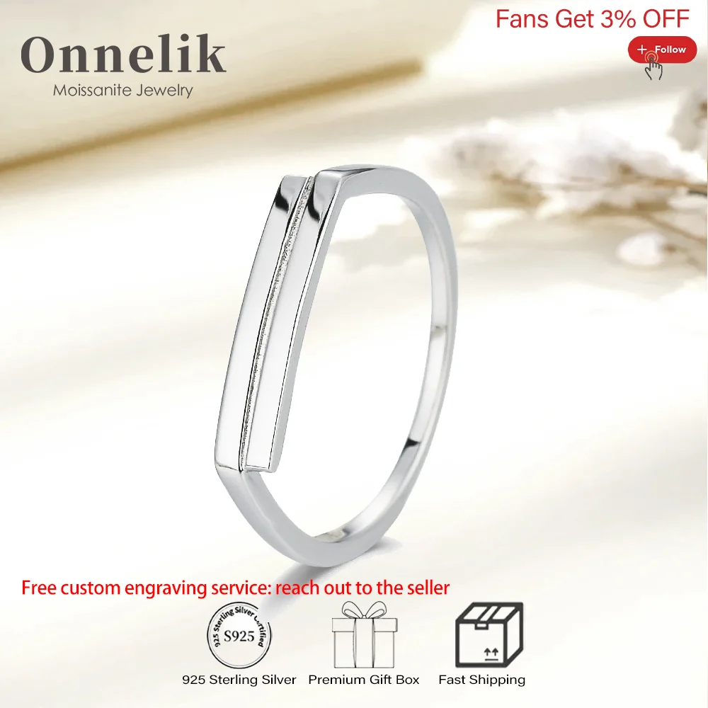 

Onnelik 100% S925 Sterling Silver Couple's Rings Free Engraving for Women Engagement Sentimental Value Fine Jewelry Gifts