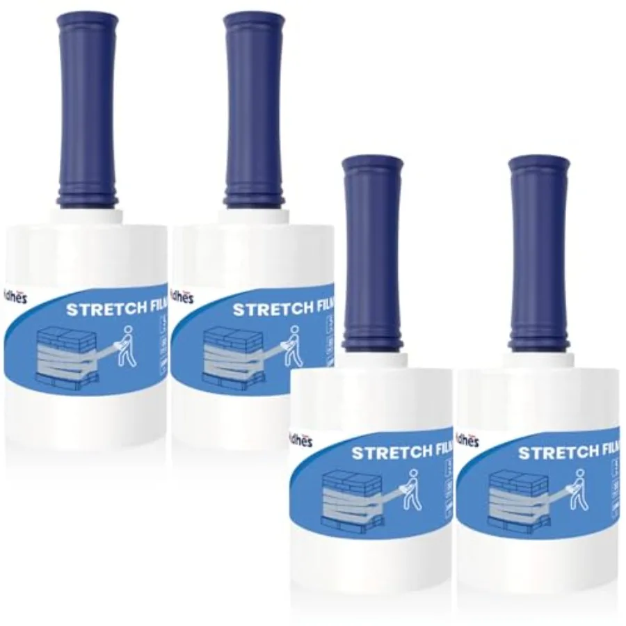 

Пленка стрейч-пленка ADHES Mini Hand Stretch Wrap Film, 5 дюймов x 1000 футов, 4 рулона, 80 гейг, промышленная прочность, для упаковки