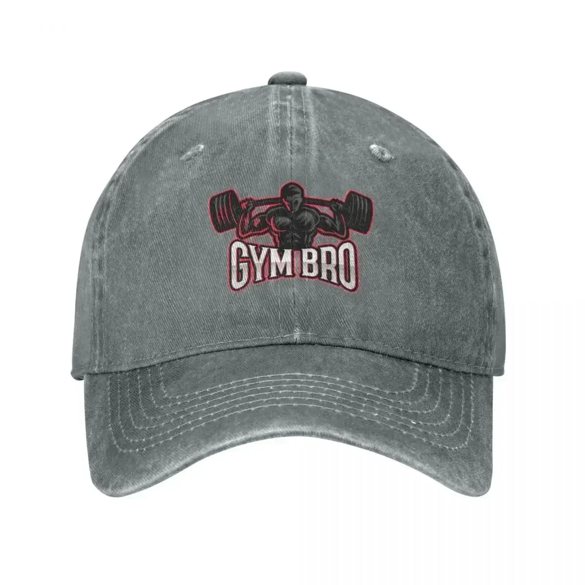 New Vintage Gym Bro Baseball Cap Men Women Distressed Denim Washed Sun Cap Fitness Building Muscle Summer Adjustable Fit Hats Ca