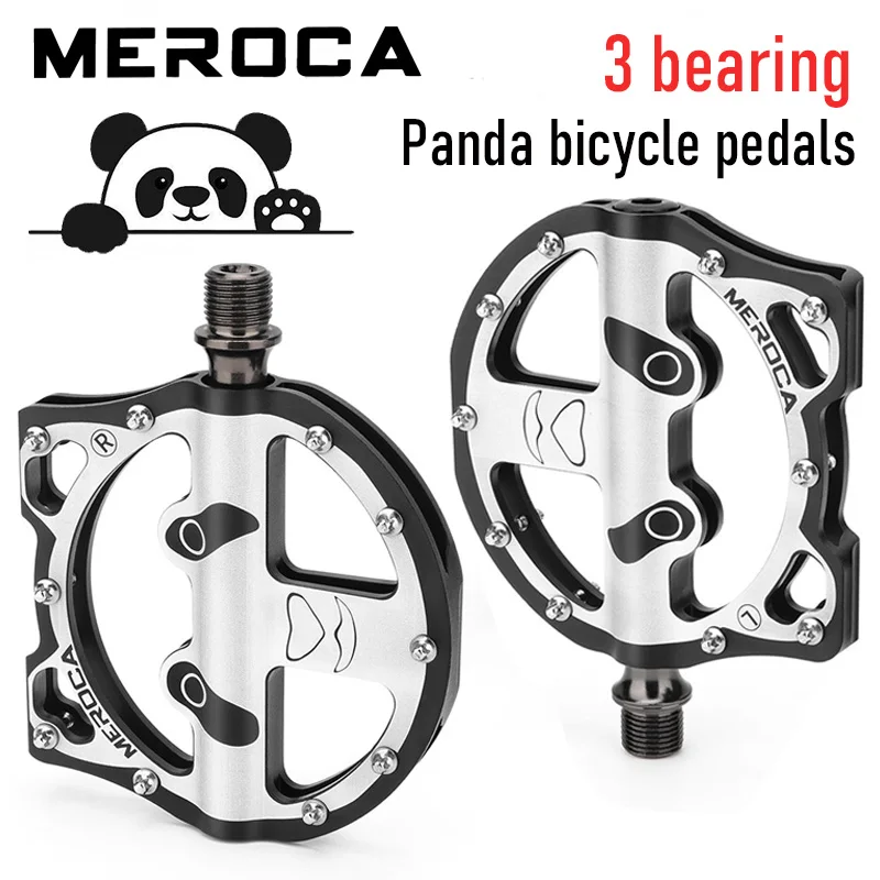 

Педаль MEROCA 3, подшипник, горный шоссейный велосипед, плоская педаль, легкие педали на платформе mtb, противоскользящие велосипедные педали в форме панды