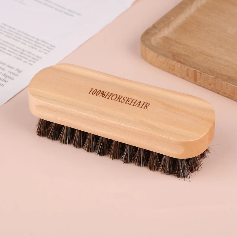 1PCS Horsehair Wooden Brush Car Detailing Polishing Buffing Brush Seat Handle Dashboard Roof Cleaning Premium Car Wash Brush