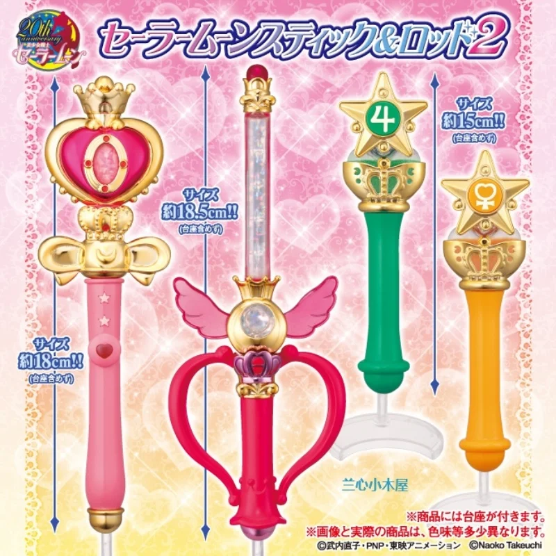Bandai Sailor Moon Gashapon transfiguracja Anime rysunek pcv magiczna różdżka berło kolekcje zabawki Model lalki dla dzieci prezenty dla dziewczynek