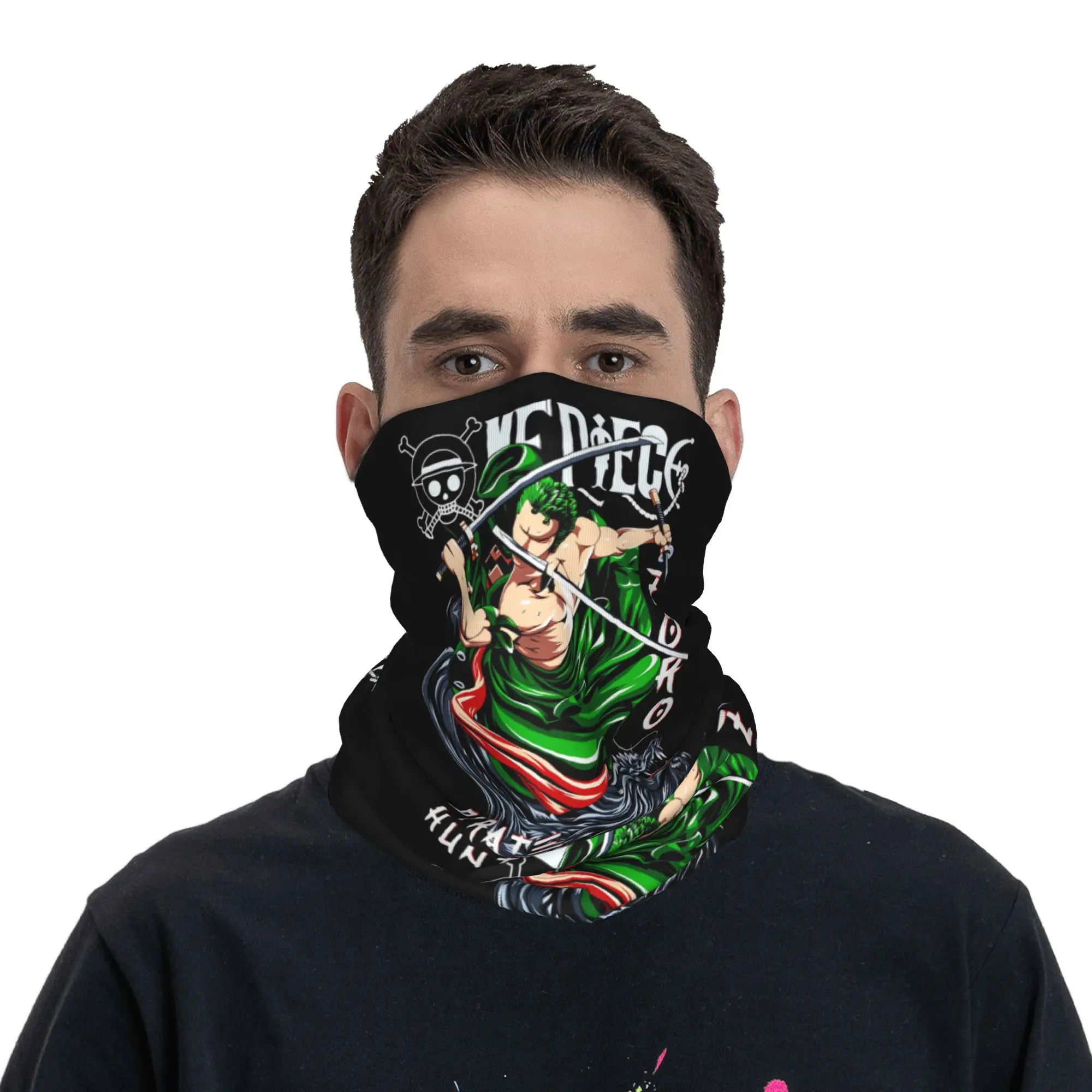 Roronoa ZoroOne Piece   Bandana Neck Gaiter for Hiking Running Women Men Wrap Scarf Anime Balaclava Warmer