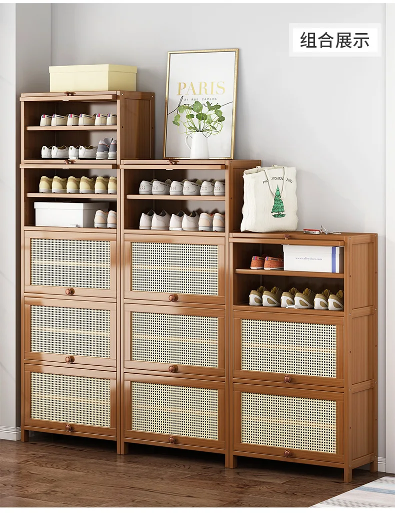 Zapatero con puerta para el hogar, Zapatero de entrada multicapa, armario de almacenamiento moderno y sencillo a prueba de polvo