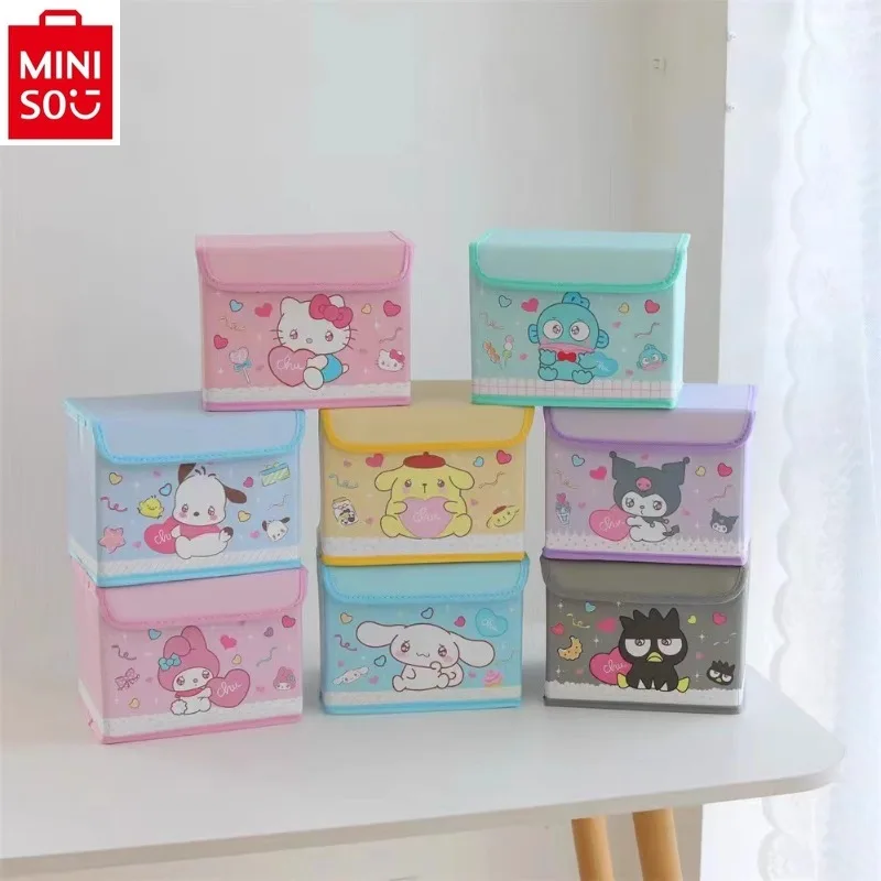 Bolsa de armazenamento dobrável para mulheres, batom, lanche, bolsa de maquiagem fofa, miniso, desenhos animados sanrio, hello kitty, alta qualidade