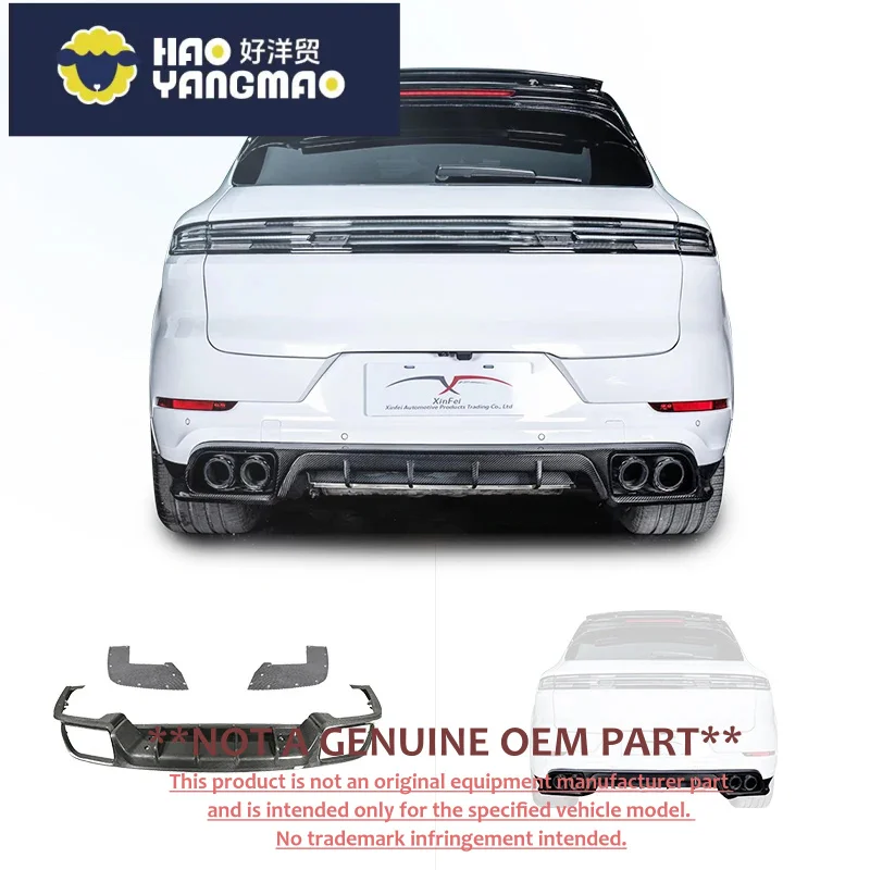 Suitable for Porsche Cayenne 9Y0 2018- up Body Kit Upgrade Car Modified Carbon Fiber Bumper Diffuser Rear Lip Spoiler
