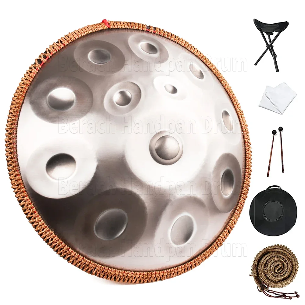 

Silver 440HZ handpan drum 9/10/12 tone 22 inch yoga meditation instrument steel tongue drum professional performance tambor