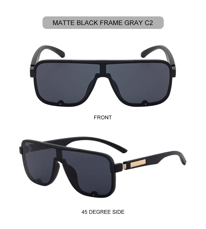 Polarisierte Klassische Quadratische Sonnenbrille für Herren mit Großem Rahmen 2026 Luxusmarke Punk Shield Goggle Sonnenbrille für Männer UV400 Eyewear Shades – Detail 16
