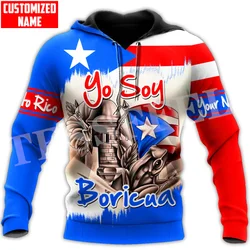 Custom Name Puerto Rico Flag Boricua Country Tattoo Tribe Retro Vintage Harajuku 3DPrint Pullover Casual Funny Jacket Hoodies X2