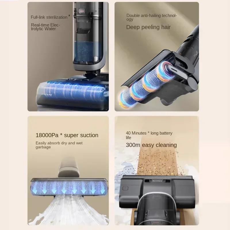 Dreame Floor Scrubber H20 Ultra Hot Wash Quick Drying Intelligent Vacuum Cleaning and Mopping Integrated Machine 180 °Lying Flat