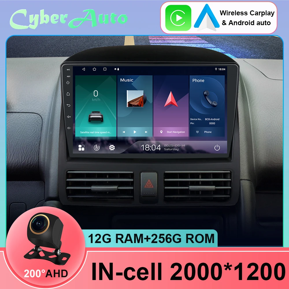Rádio do carro android 15 para honda CR-V crv 2001 2002 2003 2004 2005 2006 reprodutor de vídeo multimídia automotivo navegação gps carplay