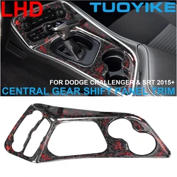 LHD Car Real Dry Forged Carbon Fiber Central Console Gear Shift Panel Trim Cover Decoration For Dodge Challenger SRT 2015-2023