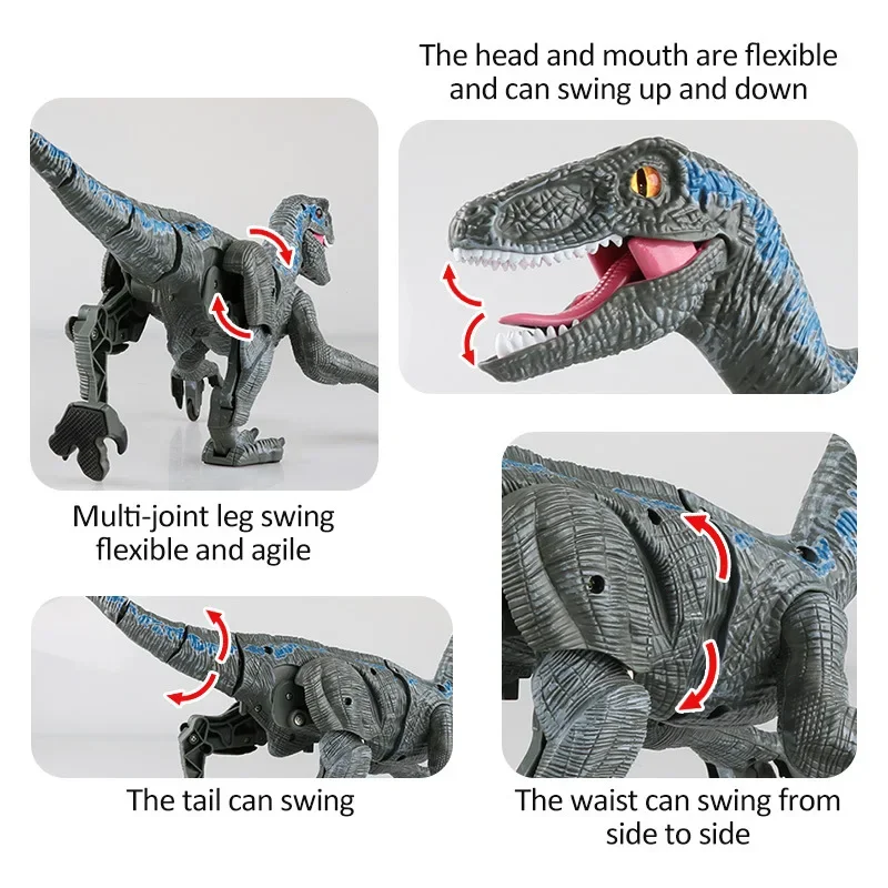 Fernbedienung Dinosaurier Spielzeug Kinder RC elektrische Walking Jurassic Dinosaurier Simulation Velociraptor Spielzeug mit LED-Licht und Brüllen