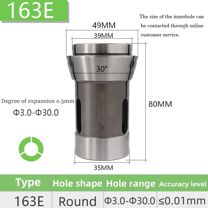 F35 163E foro tondo DIN6343 tornio CNC MIYANO pinza a spinta anteriore mandrino ad alta precisione in acciaio per molle esagonale quadrato rotondo