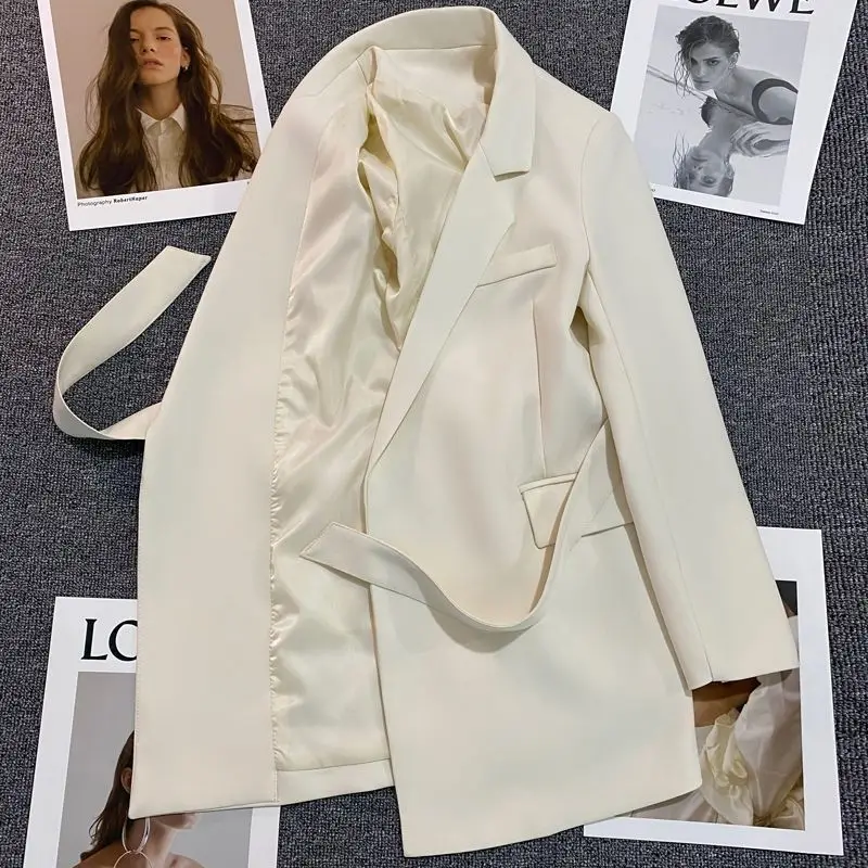 

Модная женская куртка миди-длины бежевого цвета в британском стиле, весна-осень, новинка, из полиэстера, длинная, с рукавами.