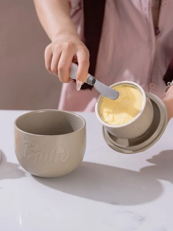 

Ретро-контейнер для масла с крышкой, большой емкости, круглый цилиндрический, для хранения на кухне, однотонный.