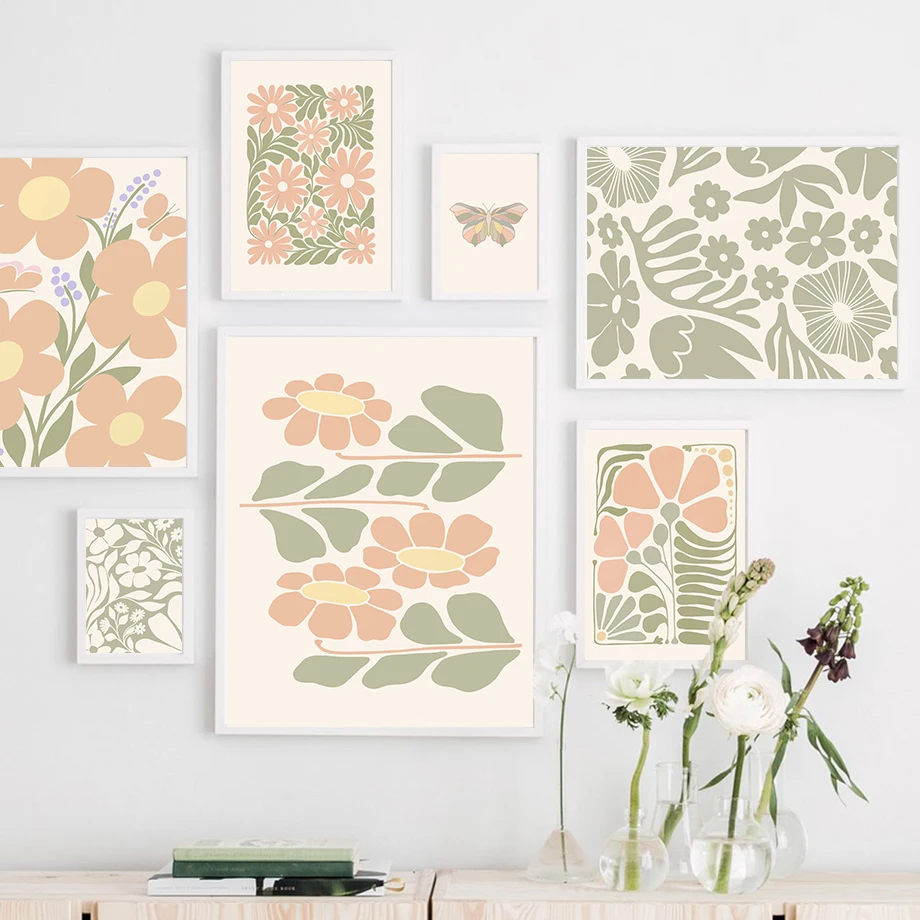 1pc frameless Canvas Painting Flowers Coral Butterfly Shapes Abstract Wall Art Canvas Painting Nordic Posters And Prints Wall Pi