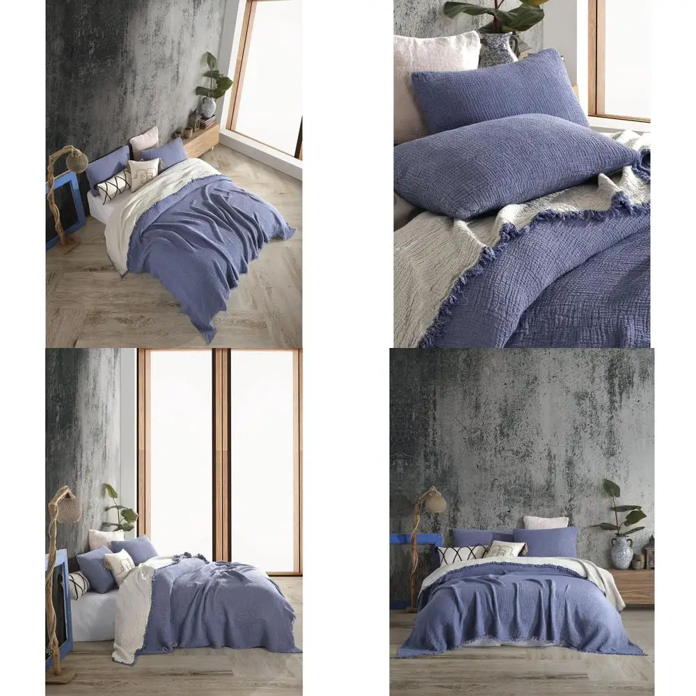 

100% Organic Cotton Dual-Colored Muslin Throws and Pillowcases - Ultra Soft, Breathable, Lightweight Pre-Washed for Comfort and