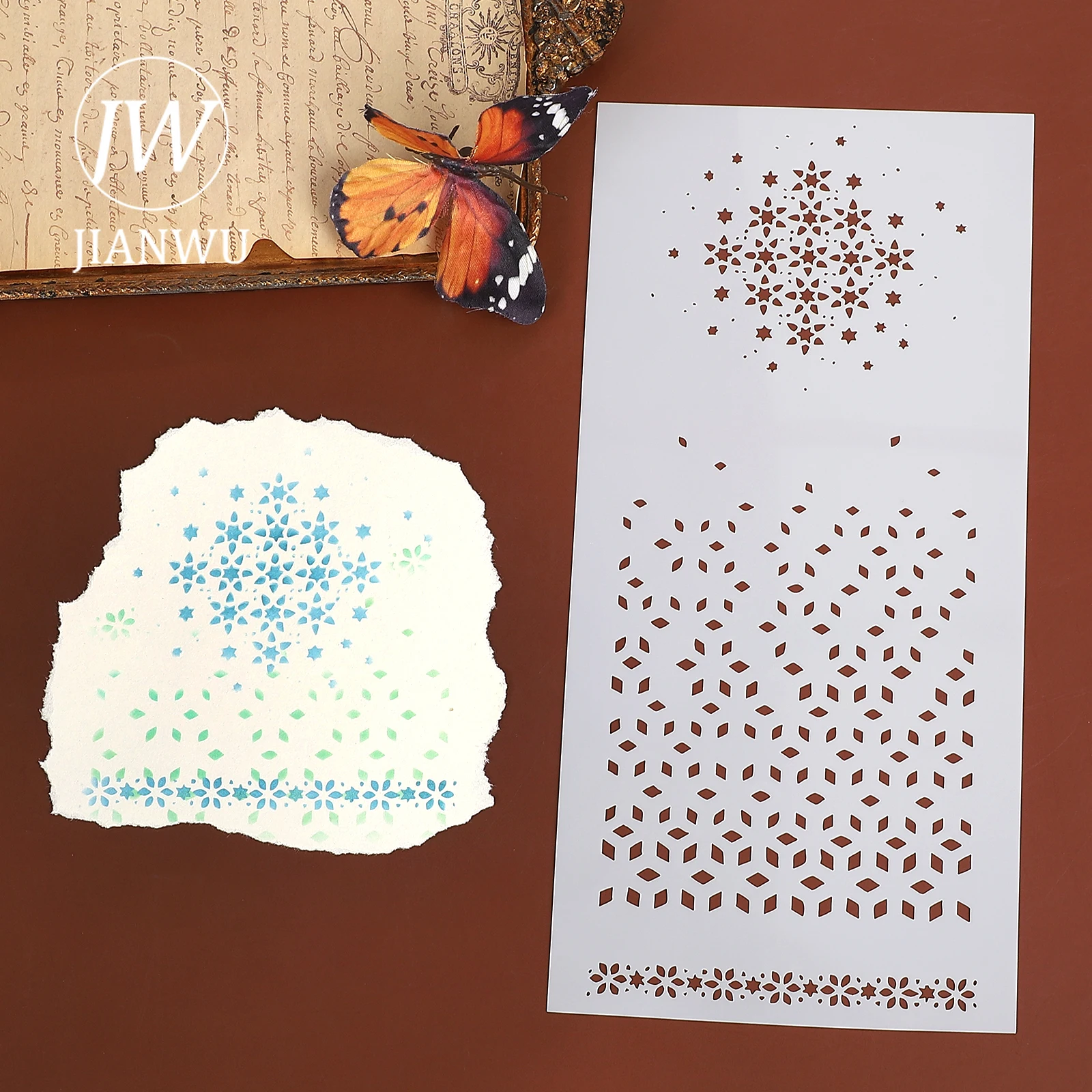 JIANWU خمر ندفة الثلج المجوفة المشهد المواد المجوفة الكولاج اخفاء لوحة ختم الإبداعية لتقوم بها بنفسك مجلة القرطاسية #2
