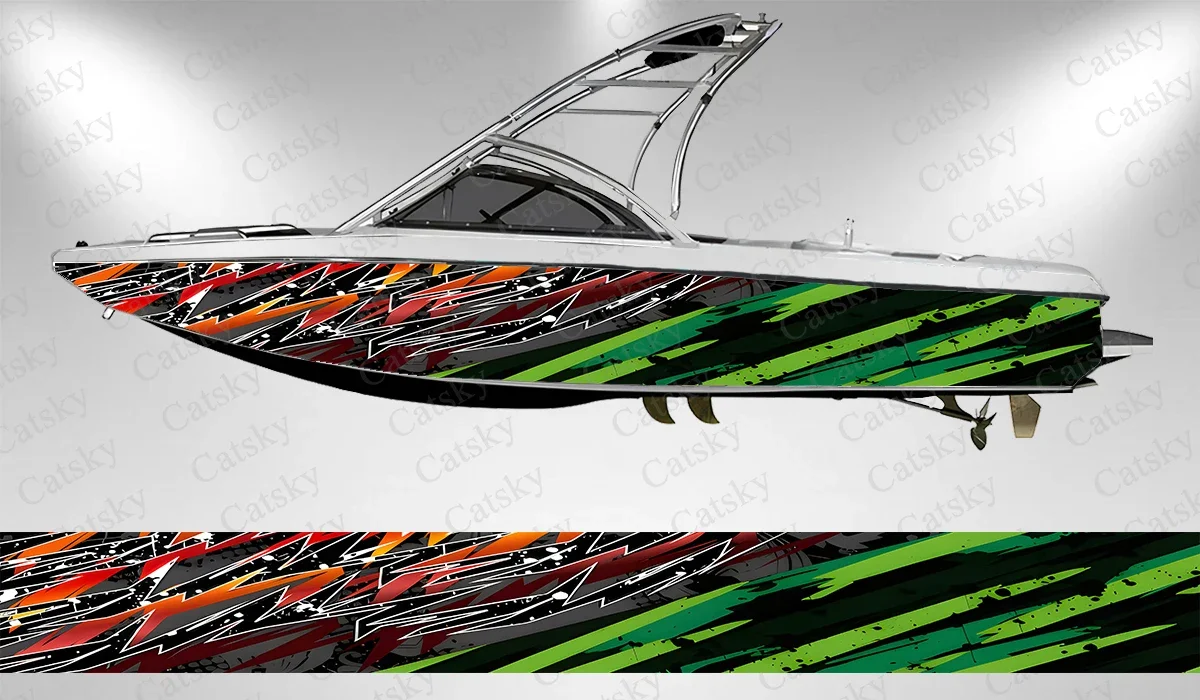 irregular geometric figures Boat Stickers Vinyl Boat Wrap for Pontoonman Console Deck Boat Fishing Platform Decal Sticker