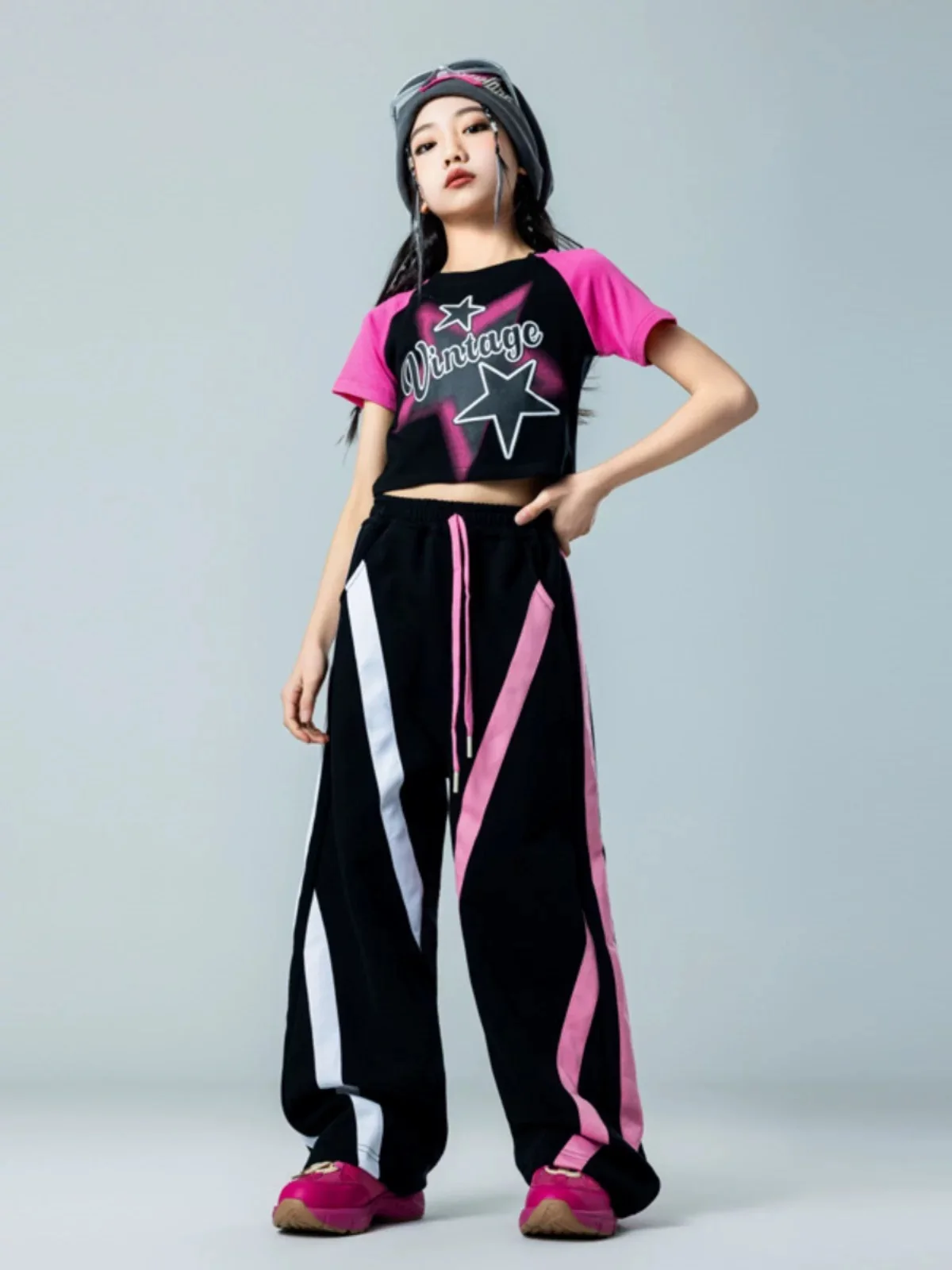 2025 Nieuwe Meisjes Jazz Moderne Dans Kostuum Losse Top Overalls Pak Jongens Hiphop Street Dance Kostuum Stage Performance kostuum
