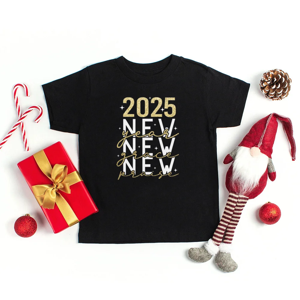 Camisa engraçada de Natal infantil, camisa de criança, véspera de Ano Novo, feliz ano novo, 2022