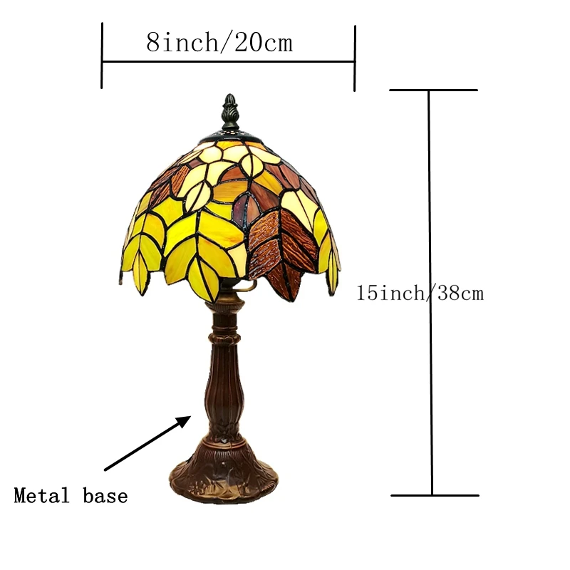 20CM European Style Leaf Small Table Lamp Tiffany Style Home Decoration, Study Glass Antique Gift Boutique Lighting Decoration image 4