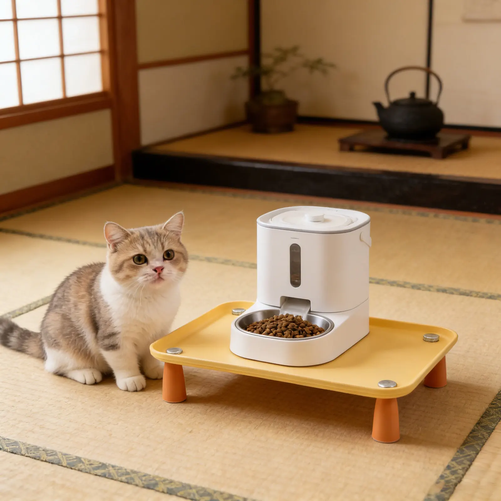 

Pet Feeder Elevated Stand 17x12x3in Washable Raised Holder Yellow Cat Dog Bowl Rack Automatic Feeder Raised Pet Bowl Holder