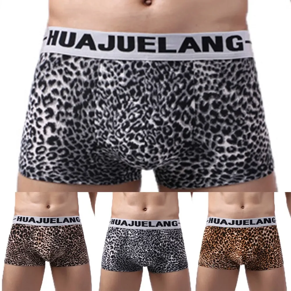 الرجال ليوبارد سراويل بوكسر الملابس الداخلية سلس محدب الحقيبة Underpant مرونة الملاكم قصيرة الذكور جذوع البرية نمط سراويل knicker #6