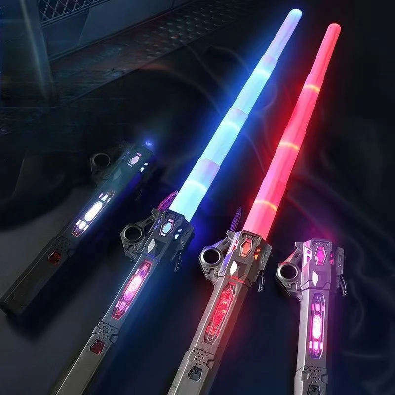 70cm Colorful Lightsaber Retractable 2-in-1 Luminous Toy Cosplay Props Display Ornaments Collection Birthday Gift for Girl Boys