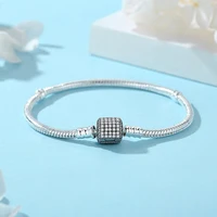 Original 925 Sterling Silver Bracelets Bangles Love Heart Clip Charms Beads Snake Chains For Women Rose Gold DIY Luxury Jewelry - Image 4