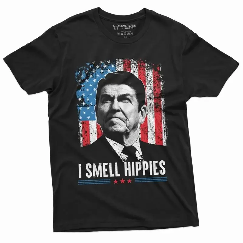 Men's I smell Hippies T shirt US President Funny fourth of July