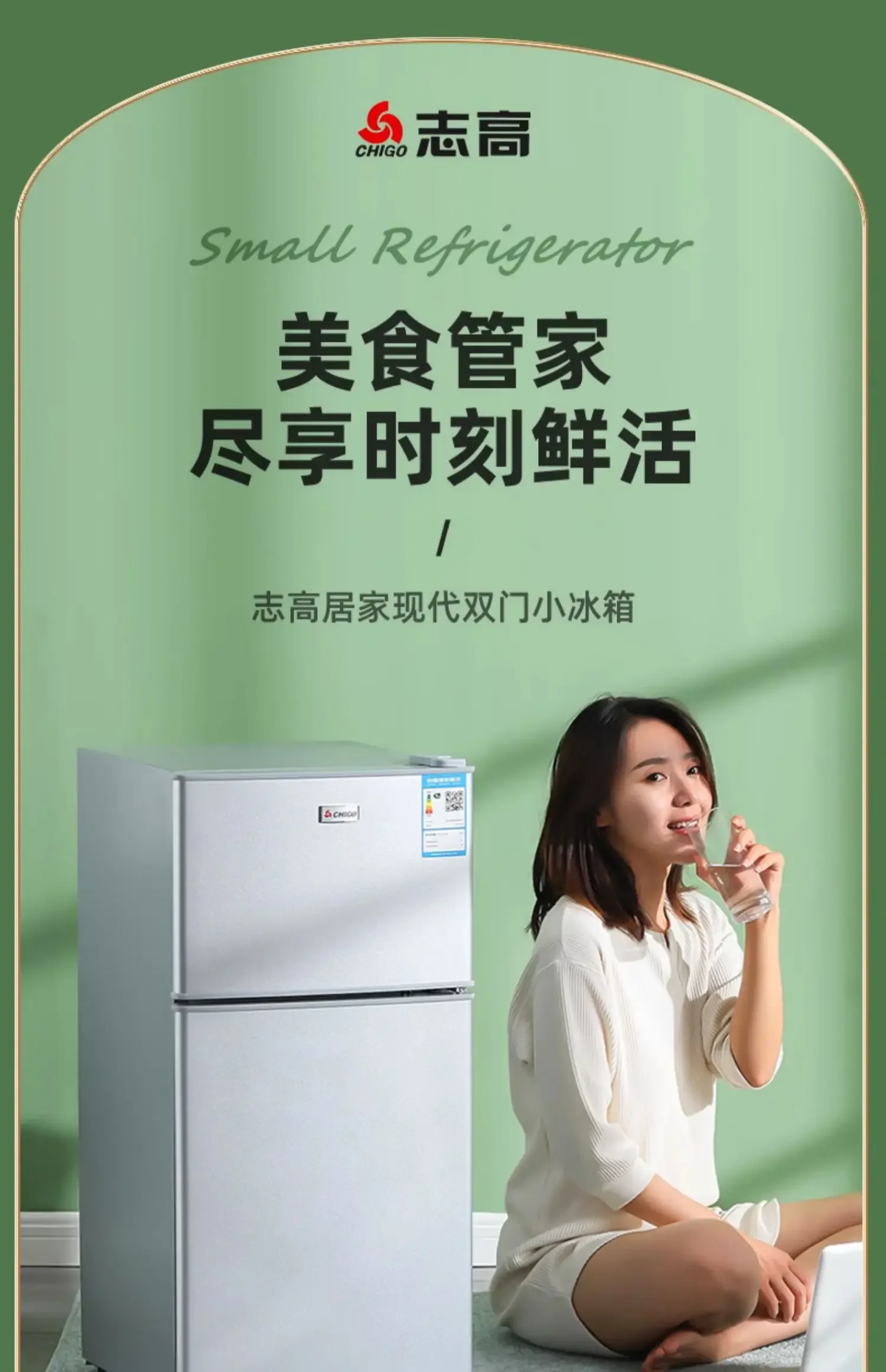 Small refrigerator for household use, small dormitory rental, mini energy-saving office, double door refrigerator