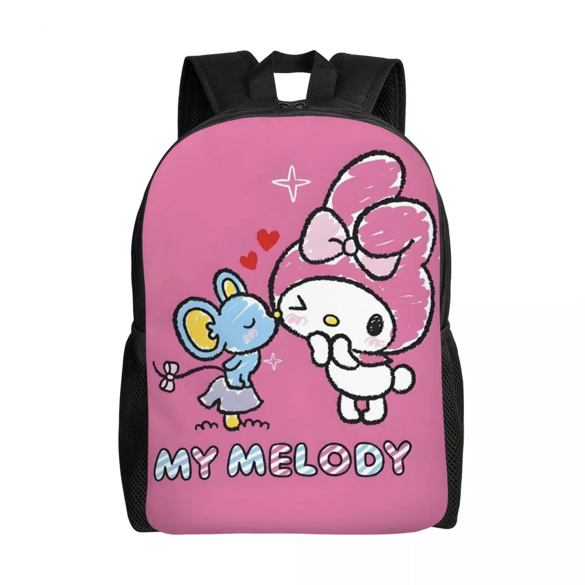 

Рюкзаки My Melody And Friend на заказ для мужчин и женщин, водонепроницаемые школьные рюкзаки для колледжа, сумка для мыши с милыми сердечками, сумка для книг с принтом