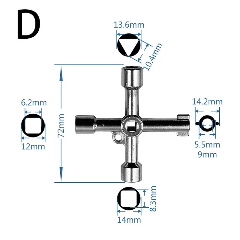 Alloy Universal Key Wrench, Triangle Cross Square Multi-Function Key for Elevator Electrical Cabinet - view 3