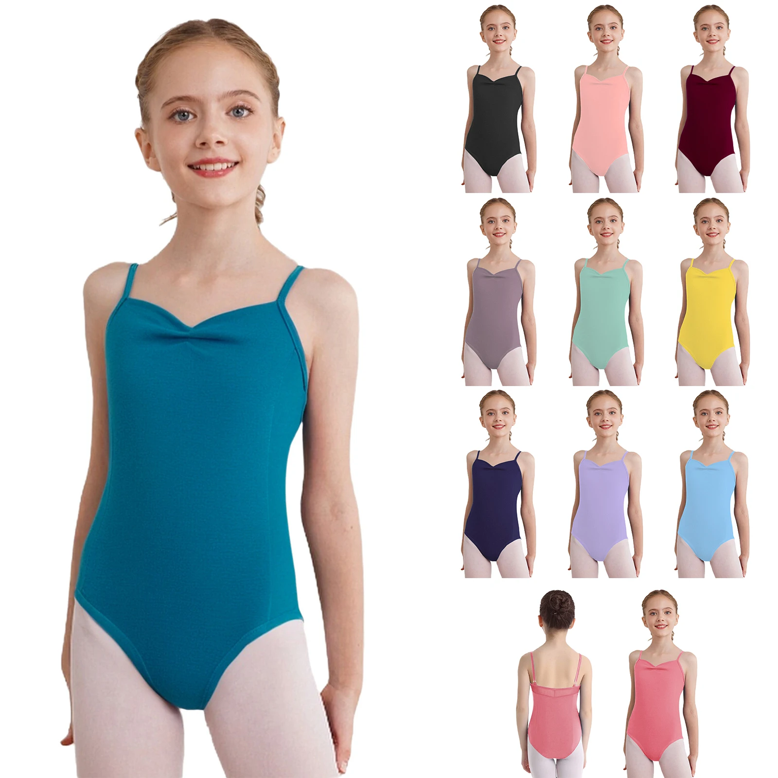 Body da ginnastica per danza classica per ragazze, body con spalline per spaghetti, con pantaloncini per bambini, ballerina, allenamento yoga, allenamento