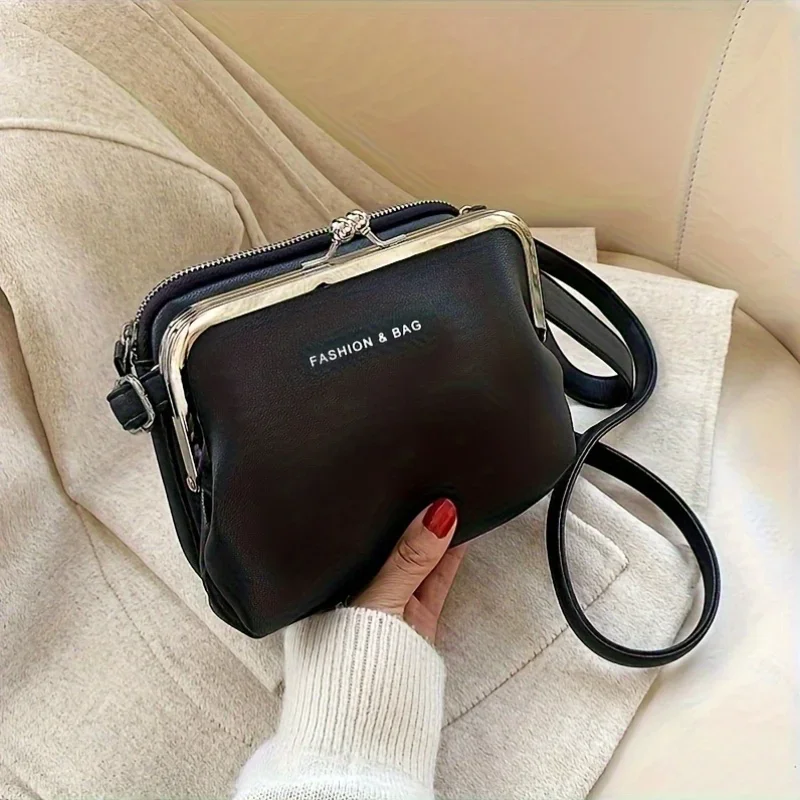 

Multifunctional Solid Color Shoulder Bag, Korean Version Women's Bag, Zipper Closure, Large Capacity Multi-layer Handbag