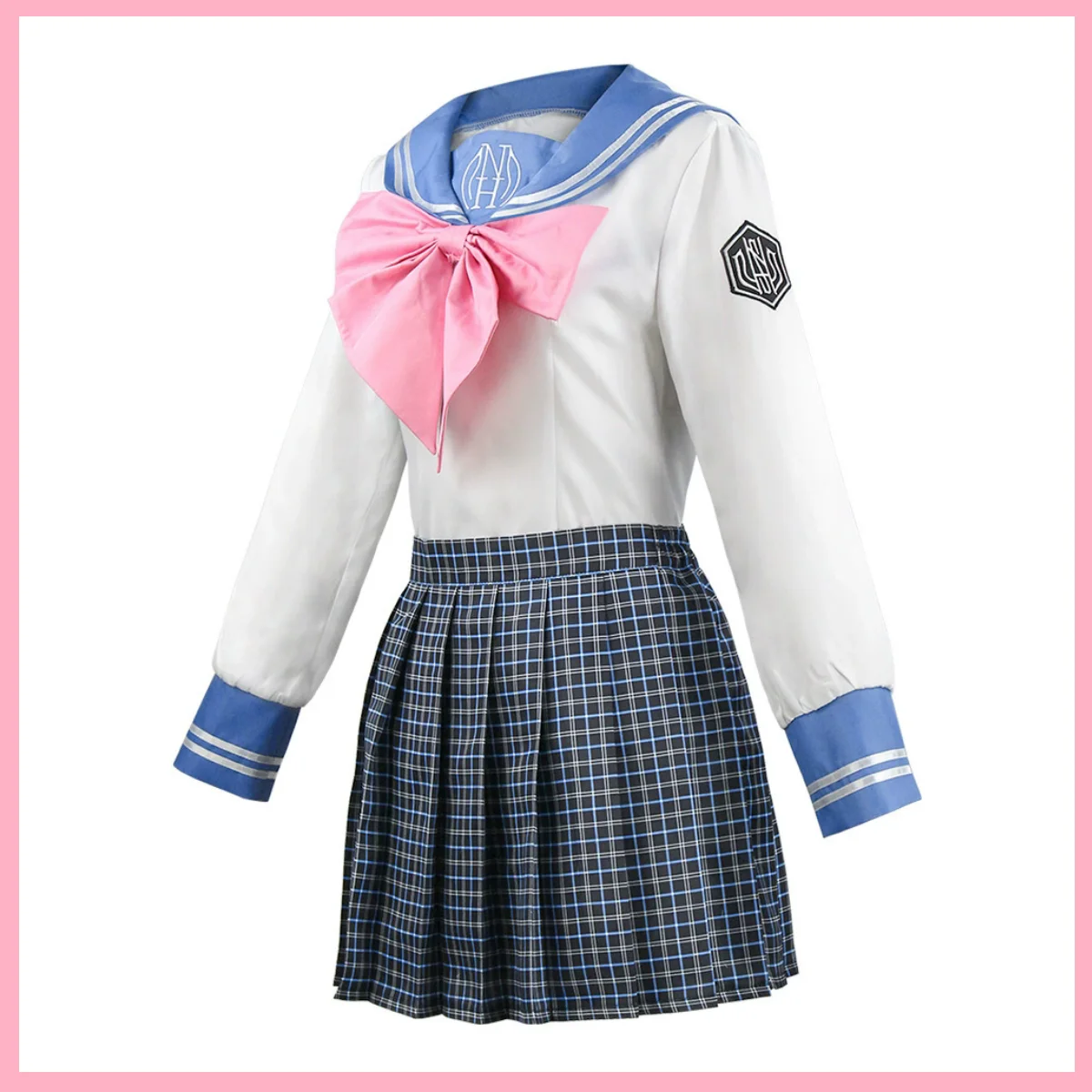 Game Maizono Sayaka Cosplay Costume Japanese JK School Uniform Pink Gingham Sailor Set Wig Adult Woman Sexy Carnival Suit view 4