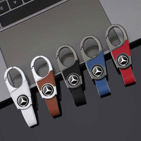 Luxury Leather Keychain Car Emblem Key Rings Holder for Mercedes Benz A35 E63 G63 G350d GLK GLS S63 W108 W124 W204 W205 W213