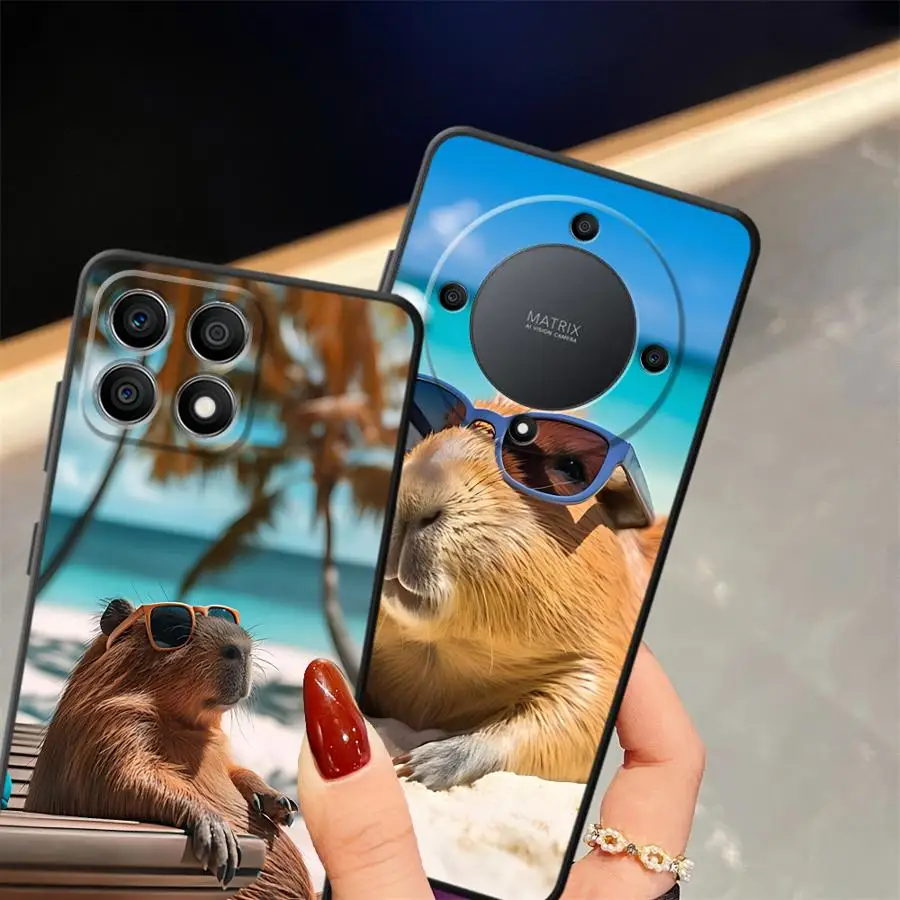 كابيبارا- حافظة لهاتف Honor 8X 70 X9a X8 200 400 Lite Magic5Lite X6 X7 X5b 90 غطاء هاتف ناعم أسود #6