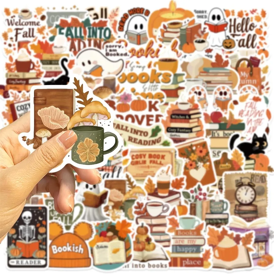 50 قطعة من ملصقات القراءة المقاومة للماء من الفينيل المقاوم للماء للمراهقين والكبار دودة الكتب باللون الأسود المضحك #5