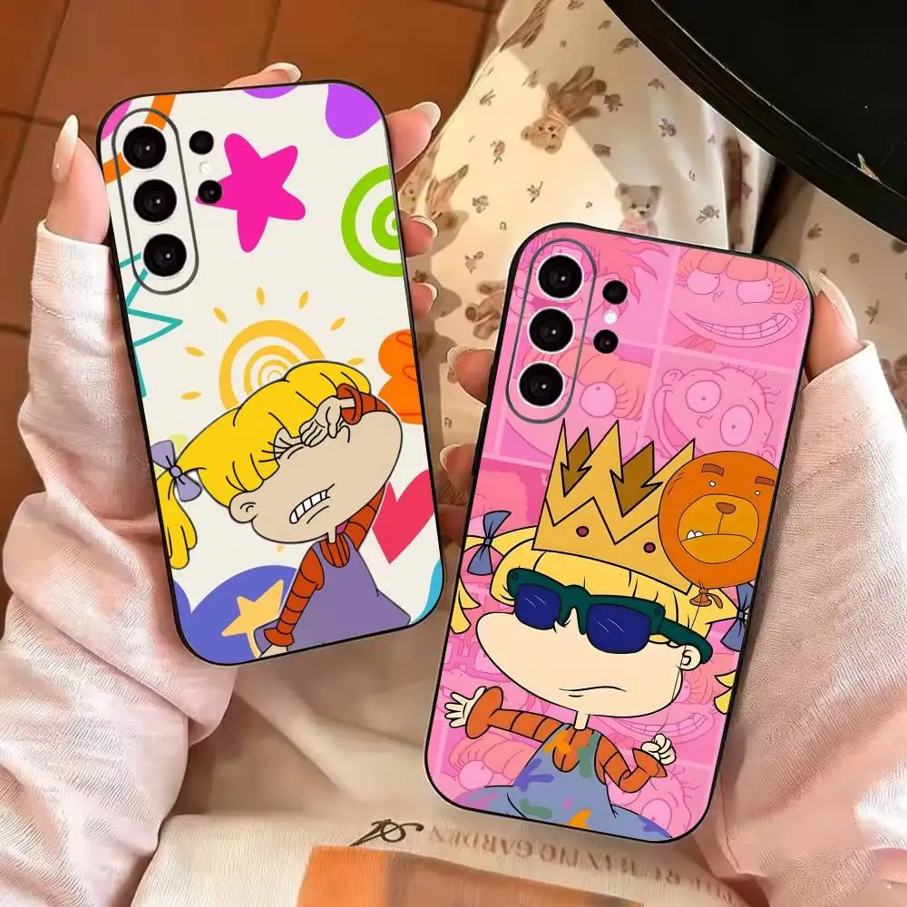 R-Rugrats cute A-Angelica Pickles Phone Case Black Silicone Soft For Samsung S25,S24,S21,S22,S23,S30,Ultra,S20,Plus,Fe,Lite