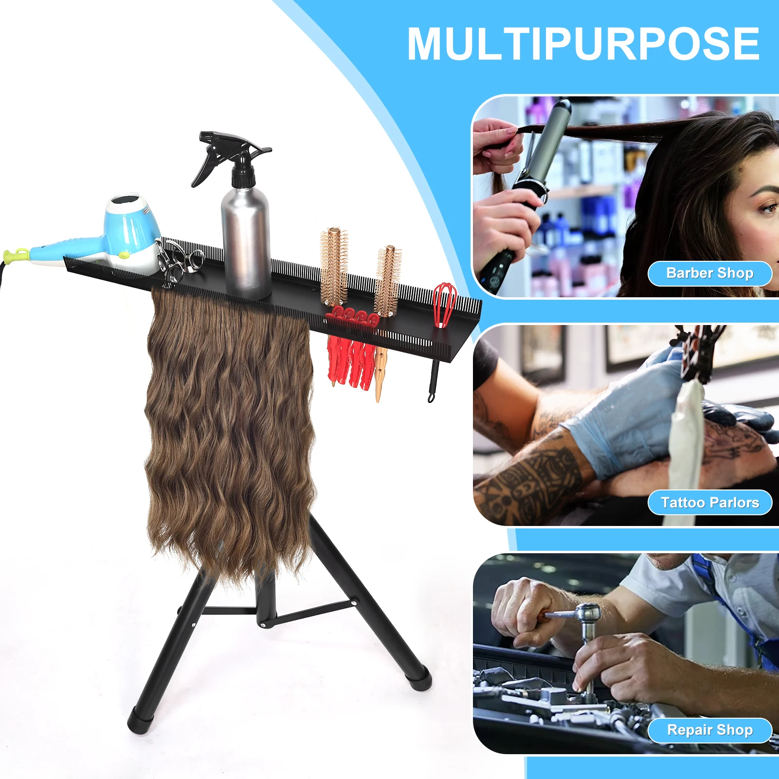 

Professional Hair Extensions Display Rack Stand for Salons Barber Shops Wig Holder Organizer
