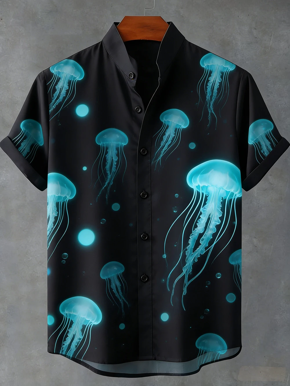 

Men's new retro dark linen short-sleeved shirt deep sea creature 3D printed shirt Hawaiian vacation designer clothes for men