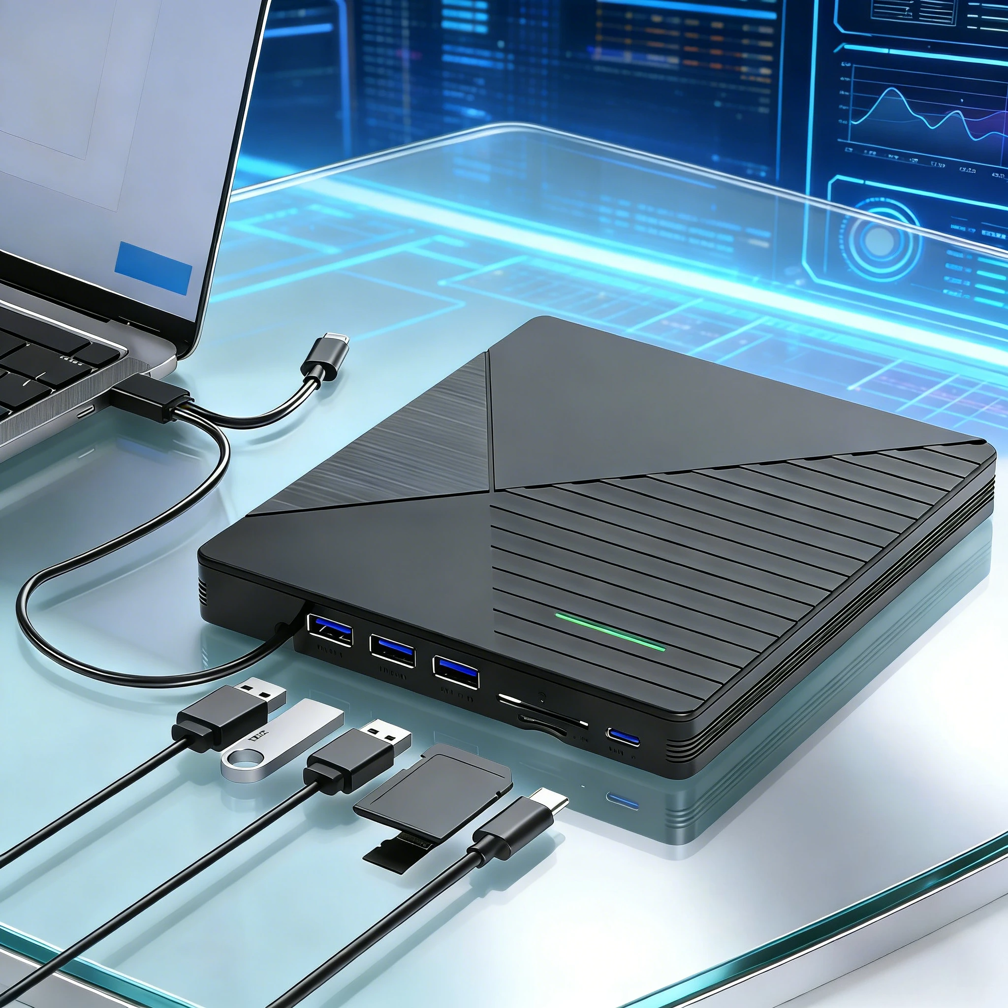 

7-in-1 USB 3.0 Type C External CD DVD RW Optical Drive Multi-Function Drive DVD Player Burner Reader For Windows Mac PC Laptop