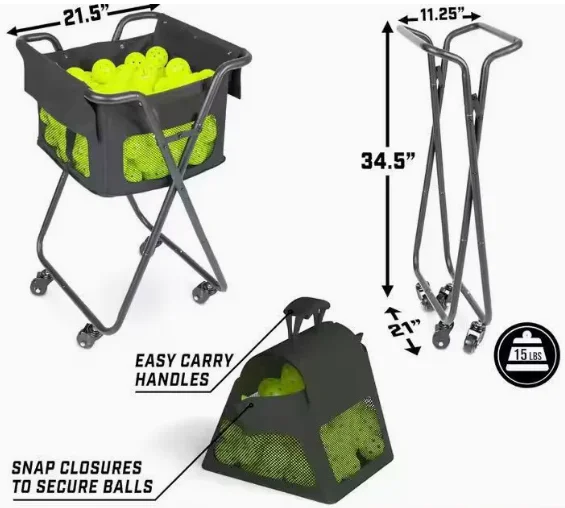 Black ball car folding iron pick-up ball box pick-up ball car tennis storage car can be moved.