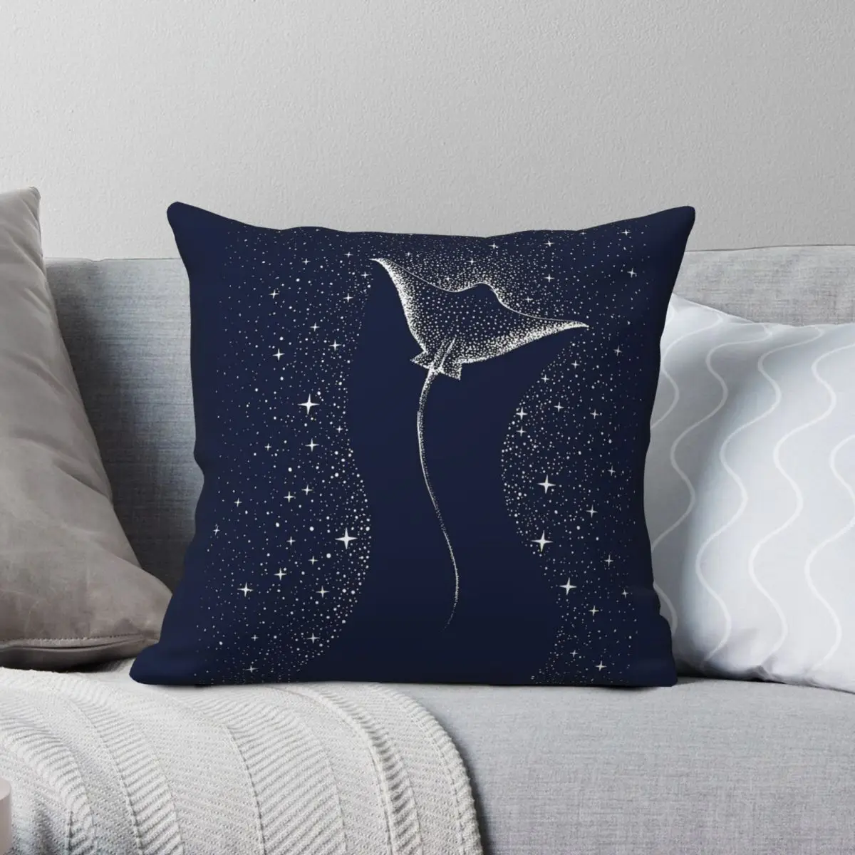 Spotted Eagle Ray Star Collector Square Pillowcase Polyester Linen Velvet Printed Decor Throw Pillow Case Sofa Cushion Case 18