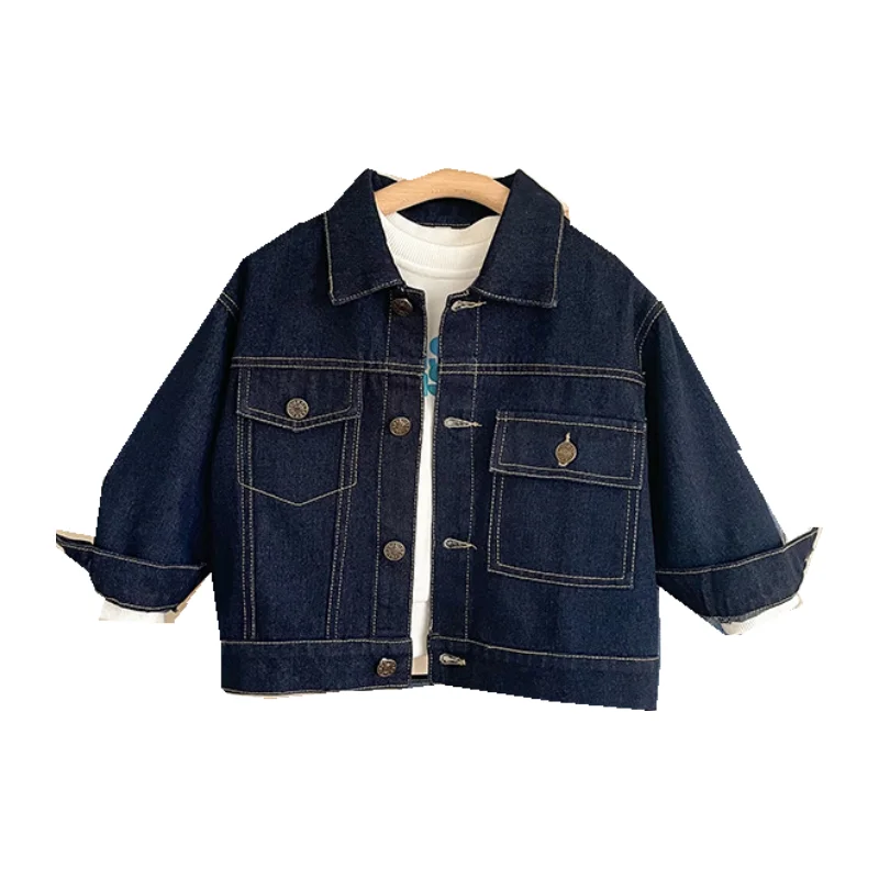 Boys Coat Jacket Cotton Outerwear Overcoat 2023 Blue Jean Spring Autumn Sport  Teenagers Children\'s Warm Clothing